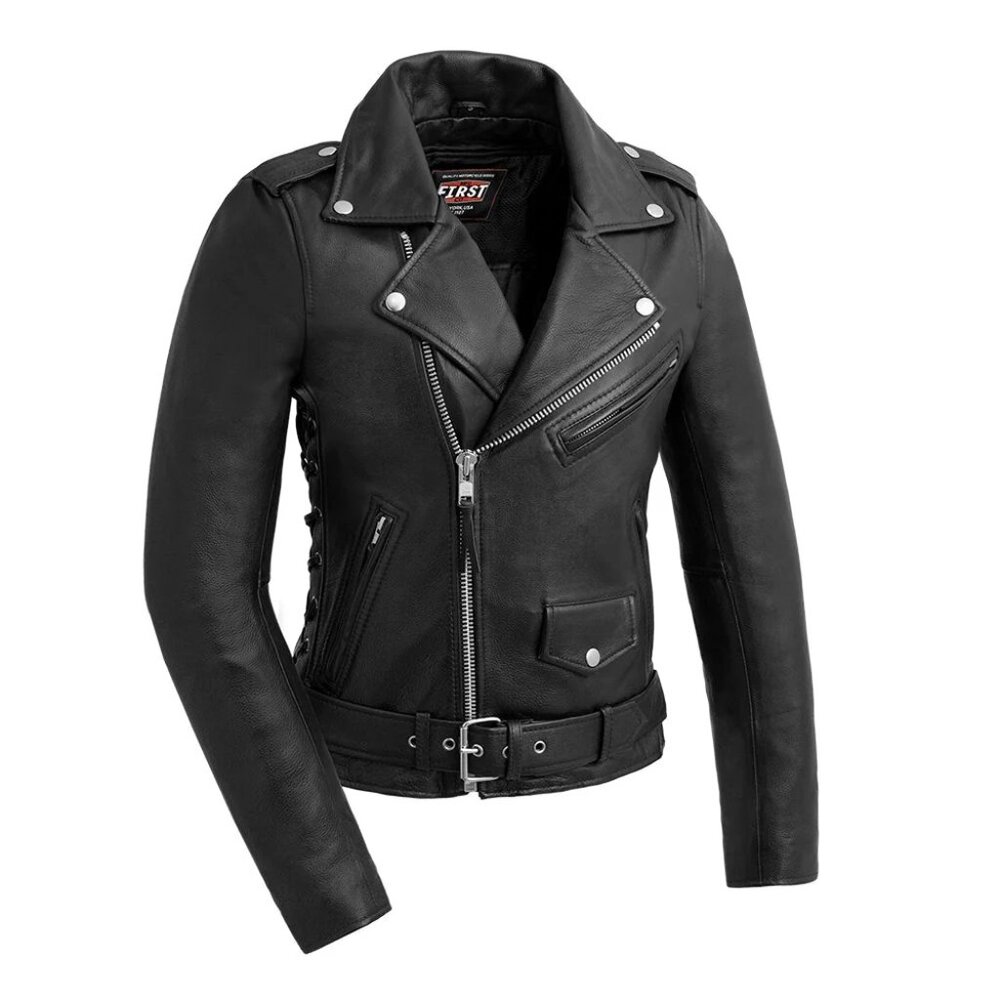 Women's Motorcycle Leather Jacket Popstar  Women Jacket Black
